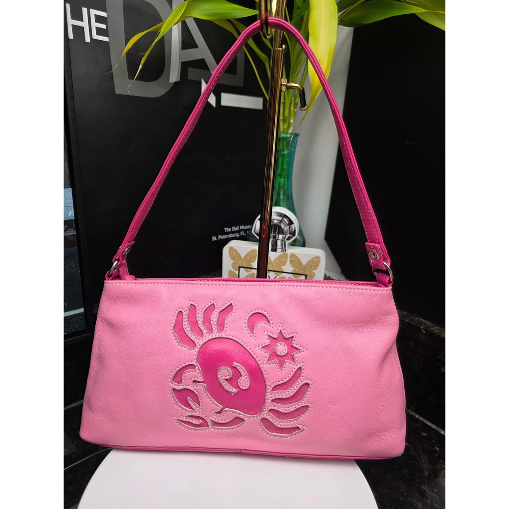 Fiona Lang Pink Leather Zodiac Cancer Bag Y2K Convertible Wristlet Astrology